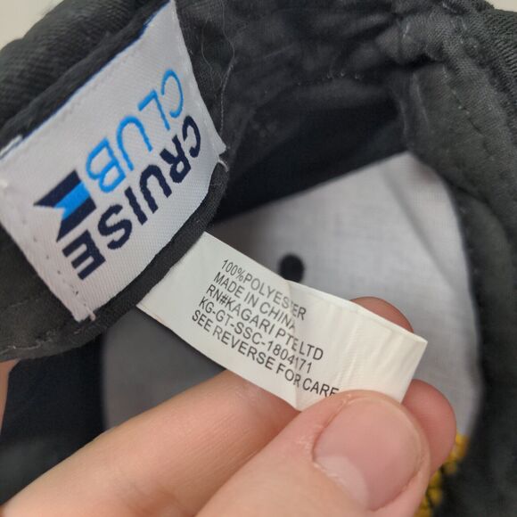 Cruise Club Men's Strapback Hat Black Adjustable Embroidered Pineapple Logo - Picture 7 of 8